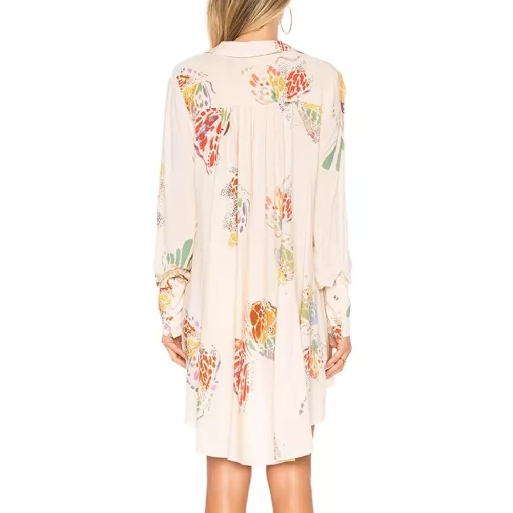 FREE PEOPLE Field Of Butterflies Tunic Top Size Medium Boho Chic Hi-Low - Picture 3 of 13